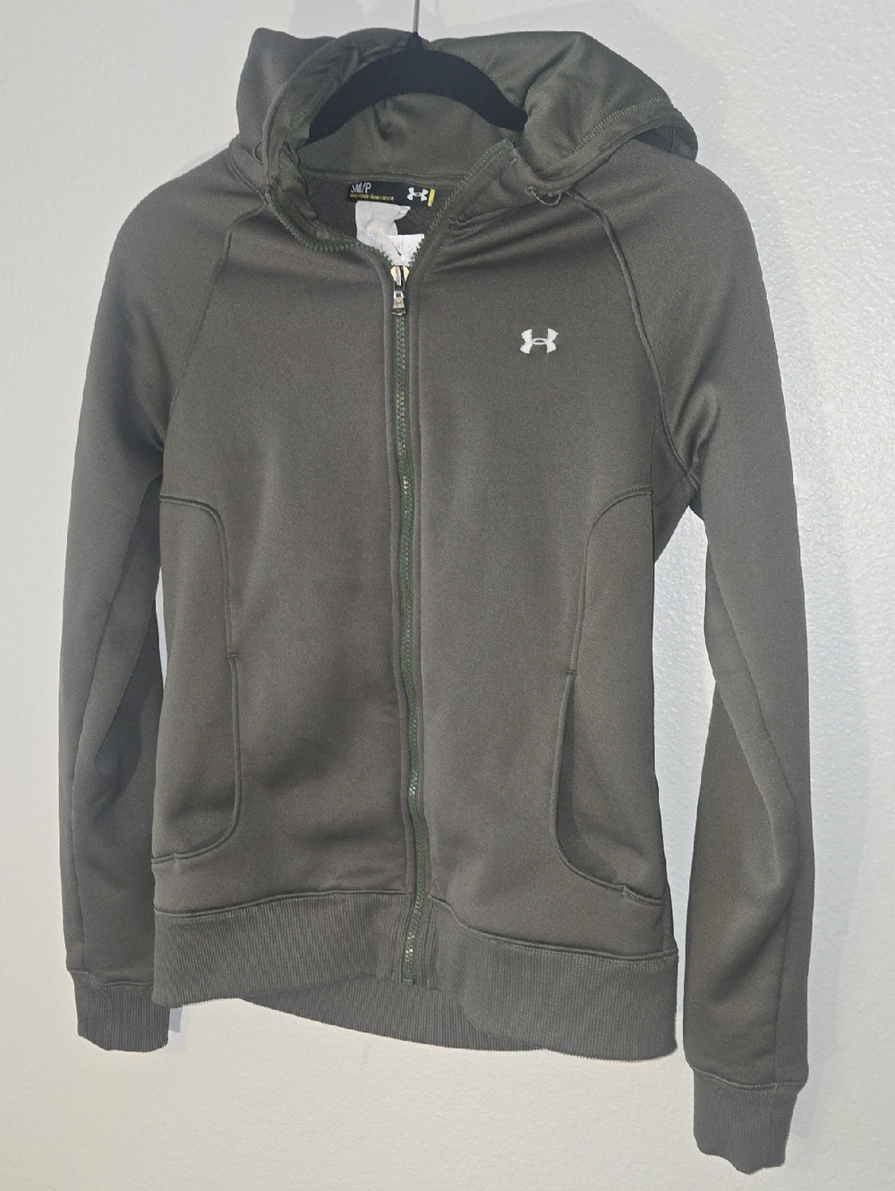 Under Armour Olive Green Zip-Up Hoodie with Hood
